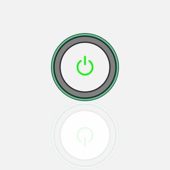 On Off Push style power buttons with a black background. The Off buttons are enclosed in a green circle and green neon round