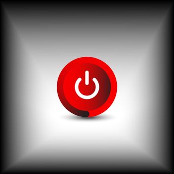 On Off Push style power button, The On Off buttons are enclosed in red icon in shading black background,