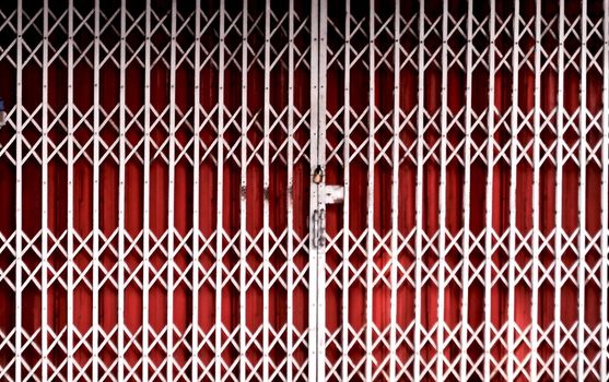 Rusty dirty iron gate, Asian front door grunge texture for background