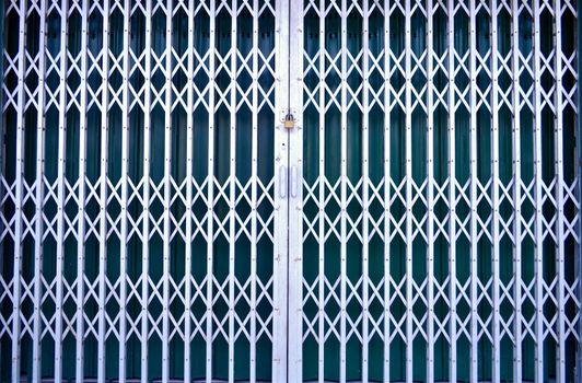 Rusty dirty iron gate, Asian front door grunge texture for background