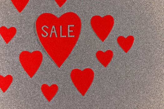 Saint Valentine's day red hearts on sale with silver background love theme design