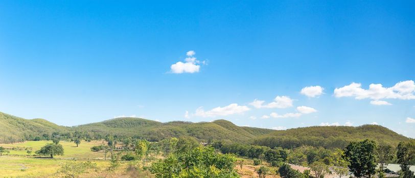 Panorama landscape view of mountain agent blue sky  in countryside Thailand