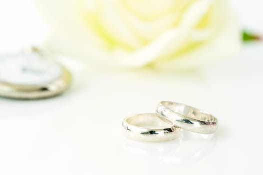 Wedding concept,Close up Wedding ring on white background