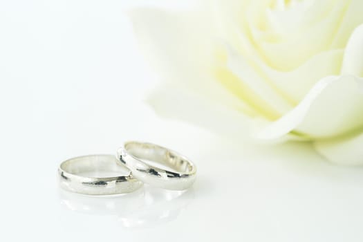 Wedding concept,Close up Wedding ring on white background