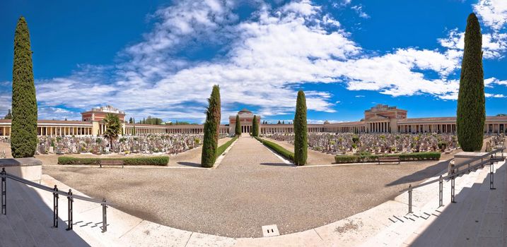 Arcades of Verona city cemetery panoramic view, Veneto region of Italy
