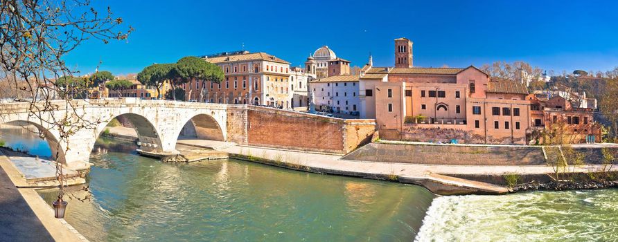 Eternal city of Rome. Tiber river island in Rome panoramic view, capital of Italy
