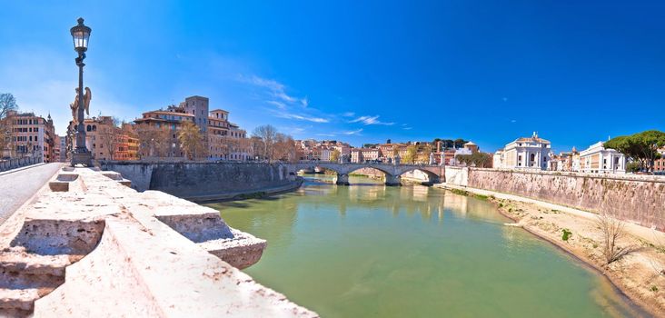Rome. Tiber river and Rome historic cityscape and Vatican view, capital of Italy