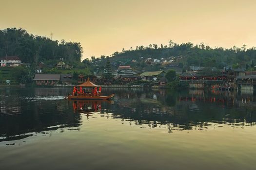 Mae Hong Son, Thailand - December 15, 2020: Beautiful village in nature Baan Rak Thai, Mae Hong Son province, Thailand. There is the most famous travel destinations of Mae Hong Son.