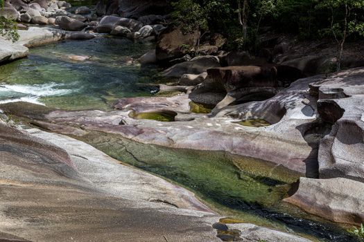 Babinda, Australia - May 4, 2015: Creek and pools at Babinda boulders in Queensland