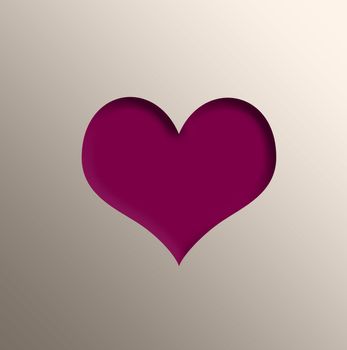 Heart on gold foil. Valentine day, love design card. 3D illustration