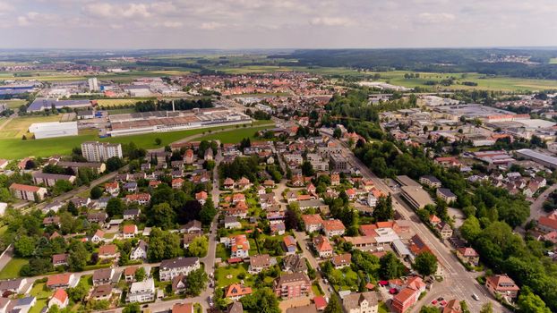 Aerial view of Memmingen city in Bavaria. Germany.