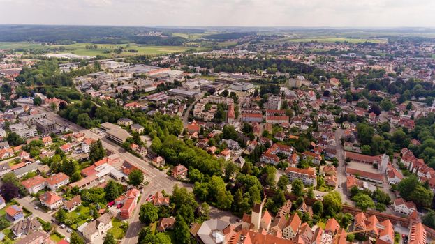 Aerial view of Memmingen city in Bavaria. Germany.