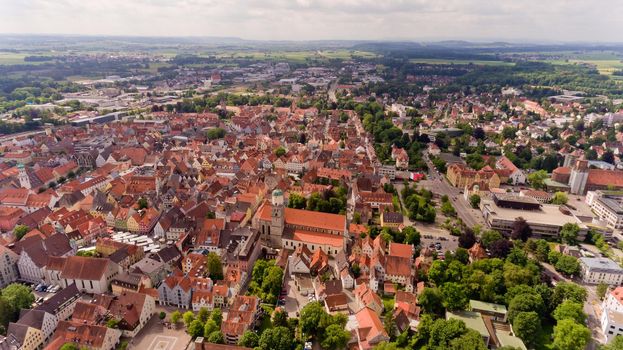 Aerial view of Memmingen city in Bavaria. Germany.