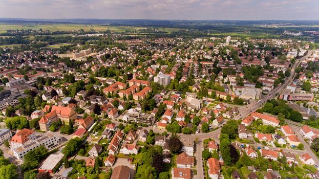 Aerial view of Memmingen city in Bavaria. Germany.