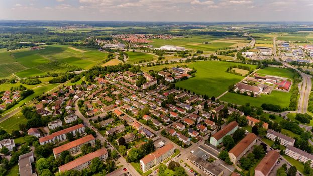 Aerial view of Memmingen city in Bavaria. Germany.