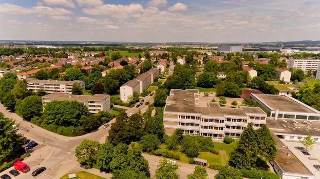 Aerial view of Memmingen city in Bavaria. Germany.