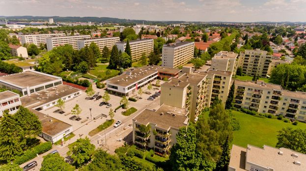 Aerial view of Memmingen city in Bavaria. Germany.
