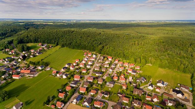 Aerial view of Boos village in Bavaria. Germany.