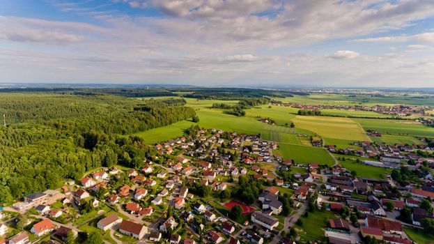 Aerial view of Boos village in Bavaria. Germany.