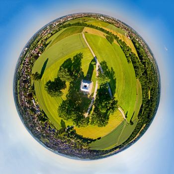 Panorama 360 degree at air. Augsburger Bismarckturm. Augsburg, Germany.