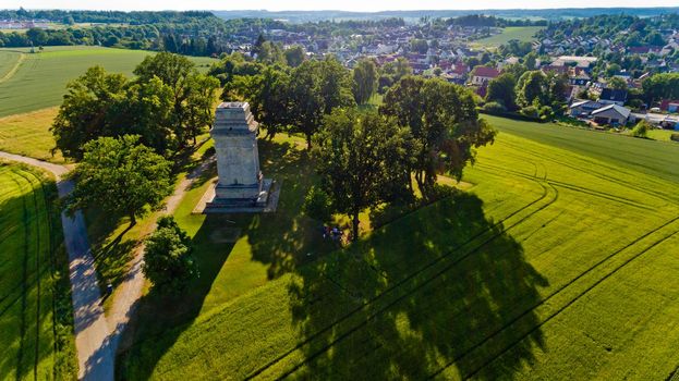 Aerial view of Augsburger Bismarckturm. Augsburg, Germany.