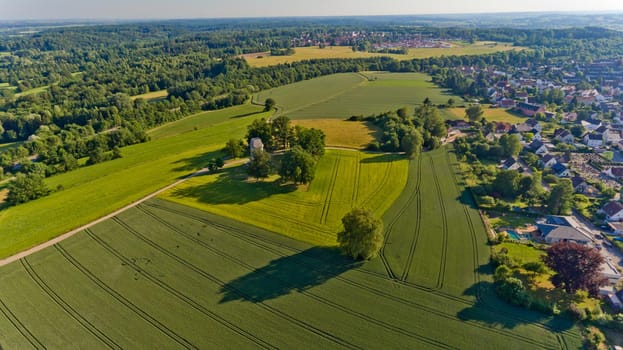 Aerial view of Augsburger Bismarckturm. Augsburg, Germany.