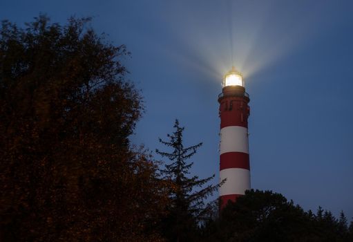 Panoramic image of the Wittduen lighthouse at daybreak, Amrum, Germany