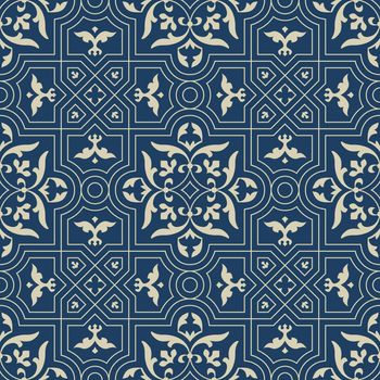Beautiful oriental pattern on a blue background close-up.Texture or background