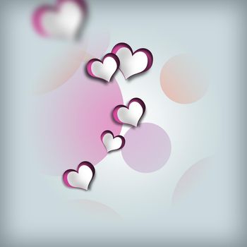 Romantic love design, hearts on pastel background. Love, Valentines card in abstract elegant style. 3D illustration