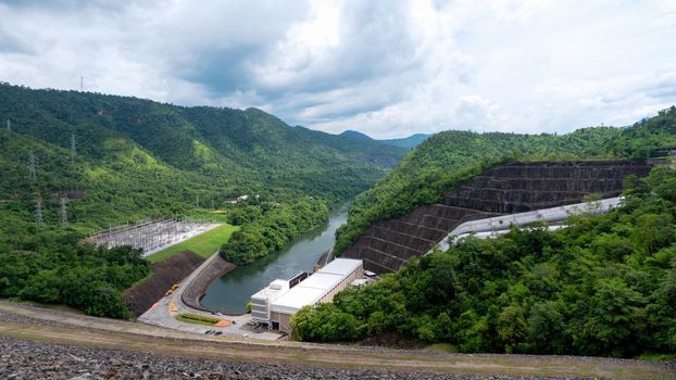 Electrical power station with electric Power Transition Line system in mountain area 