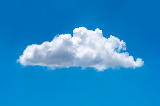 Beautiful cloudscape of nature single white cloud on blue sky background in daytime