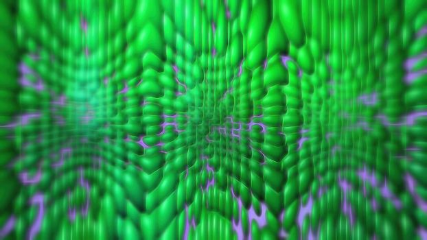 Abstract green background with a surface of spheres. 3d image