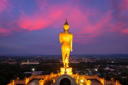 The Blessing Buddha at wat phra that khao noi during sunset at Nan province ,Thailand