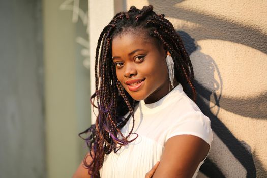 portrait of joyful young teenager african american outdoor