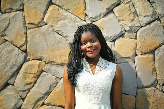portrait of joyful young teenager african american outdoor