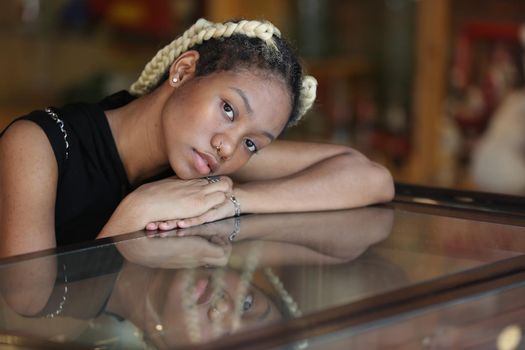 portrait of joyful young teenager african american outdoor