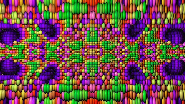 Abstract multi-colored background with a surface of spheres. 3d image