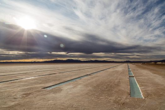 The salt flats Salinas Grandes in the Northwest of Argentina