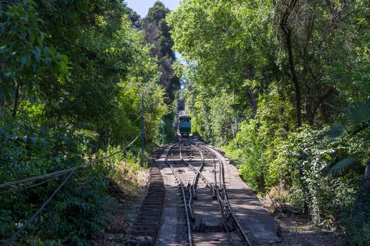 Santiago de Chile, Chile - November 28, 2015: Cable car up to San Cristobal hill