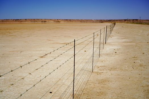 Wire fence in a desert