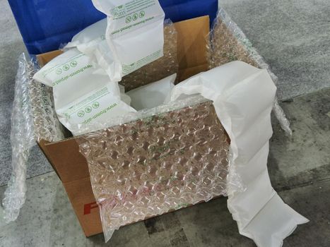 bubble wraps foils and packaging materials on display  Turin Italy February 13 2020