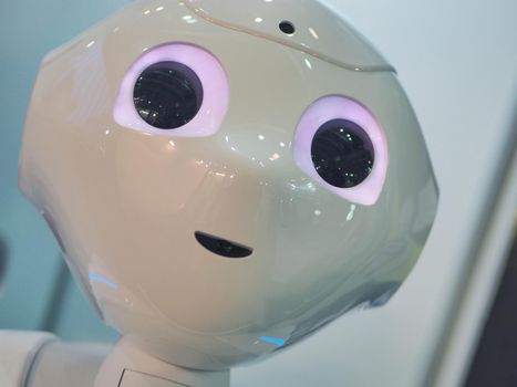 Pepper by SoftBank Robotics the first humanoid assistant for better customer experience interacting with people Turin Italy February 12 2020