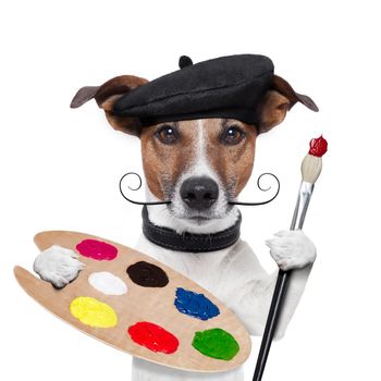 painter artist dog color palette