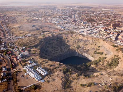 Aerial of the big hole of Kimberley, South Africa
