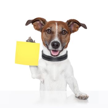 sticky note banner dog yellow