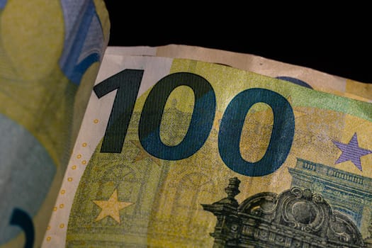 Detail of euro banknote, close up of euro money isolated.