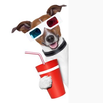 3d glasses dog with coke with side banner