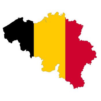 A Belgium map on white background with clipping path