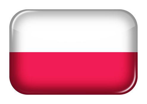 A Poland web icon rectangle button with clipping path 3d illustration