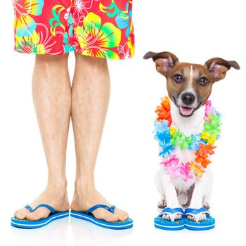 dog and owner ready to go on summer vacation